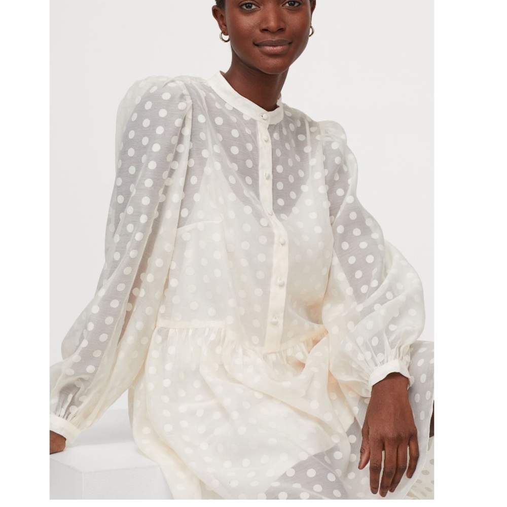 Sheer ivory polka dot dress - Picture 2 of 8